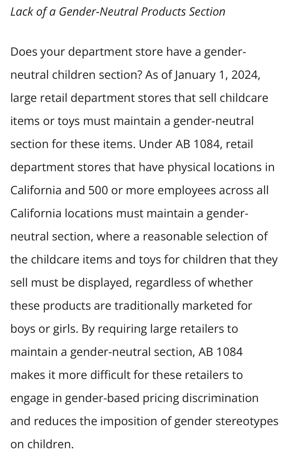 California AG Forcing Department Stores To Have Gender Neutral Children Section